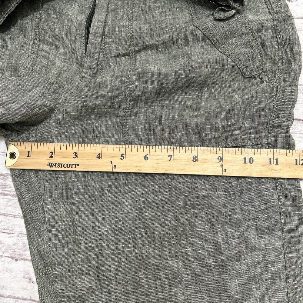 Athleta Pants Women's Size 8 Green Voyager Linen Relaxed Ankle Elastic Waist - Picture 7 of 10